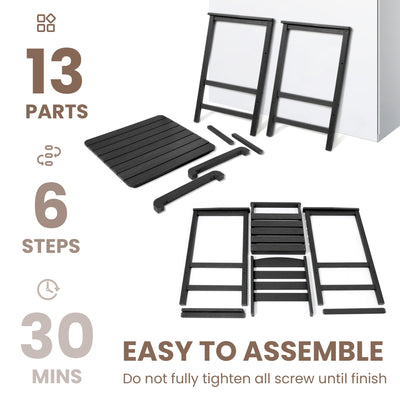 Ensemble de 3 chaises hautes Adirondack en plastique pour patio