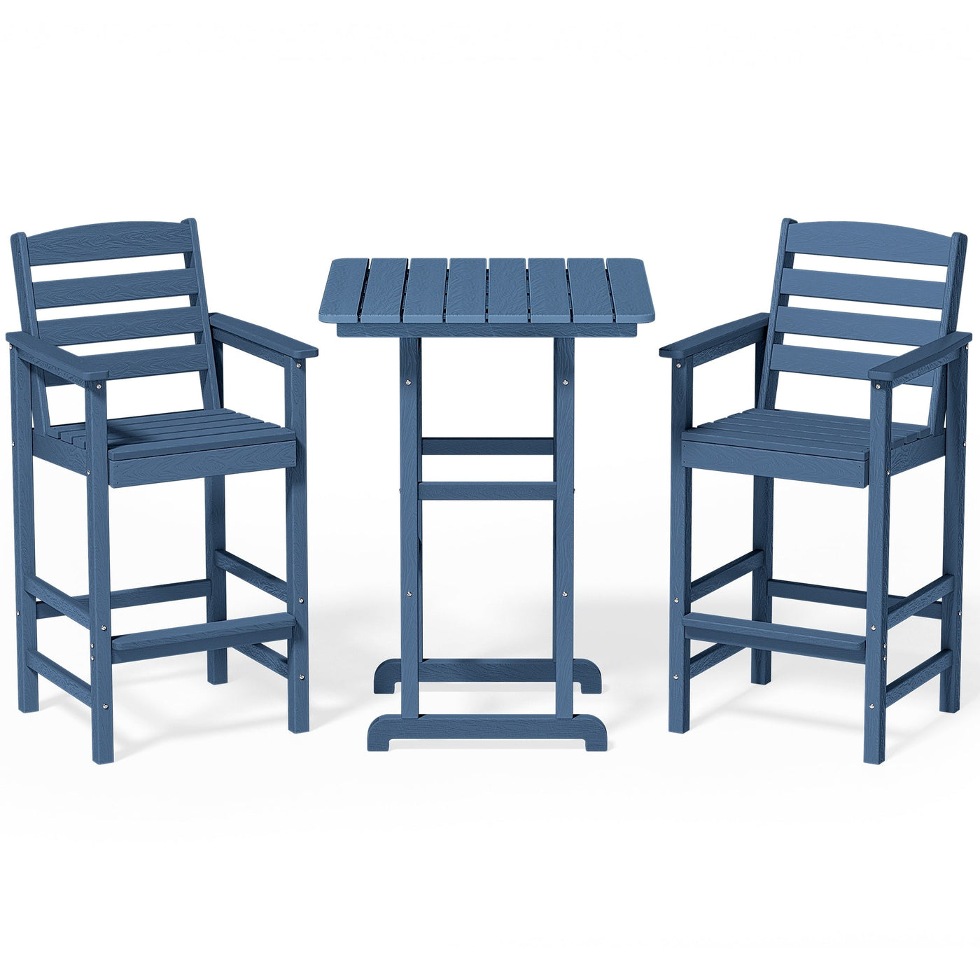 Ensemble de 3 chaises hautes Adirondack en plastique pour patio