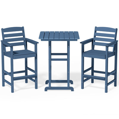 Ensemble de 3 chaises hautes Adirondack en plastique pour patio