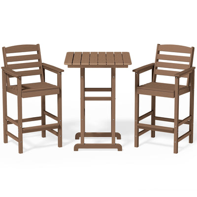 Ensemble de 3 chaises hautes Adirondack en plastique pour patio