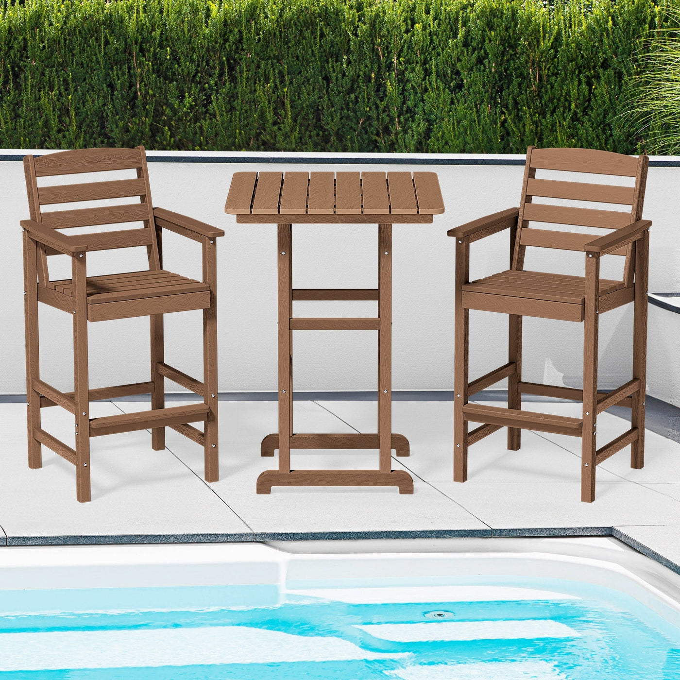 Ensemble de 3 chaises hautes Adirondack en plastique pour patio