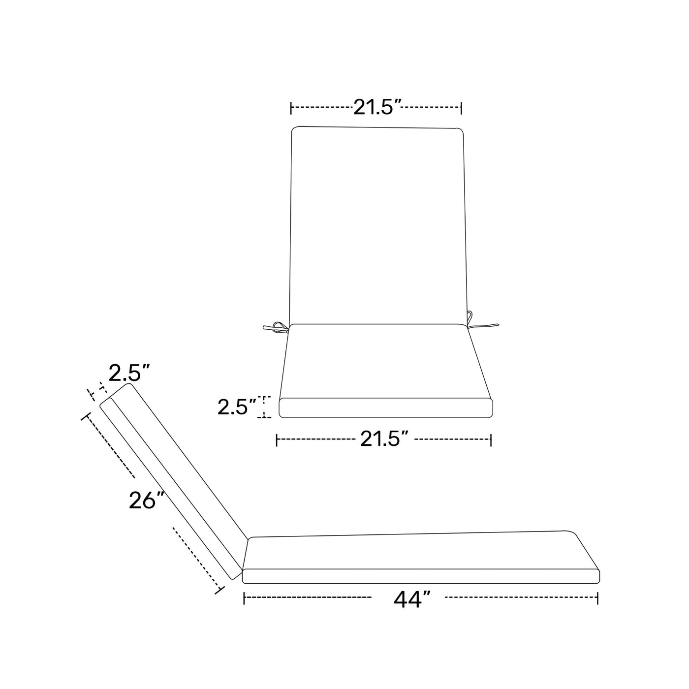 Coussins de chaise longue d'extérieur Polytrends, résistants à la décoloration, toutes saisons (lot de 2)