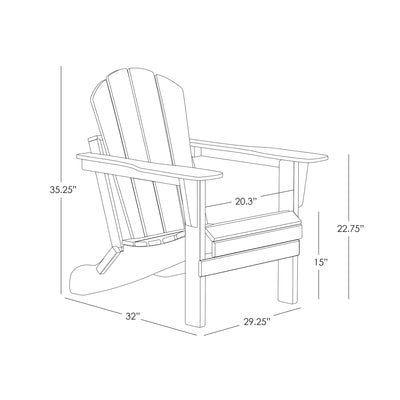Chaise Adirondack pliable Polytrends Laguna en PEHD pour terrasse extérieure toutes saisons avec pouf (ensemble 2 pièces)