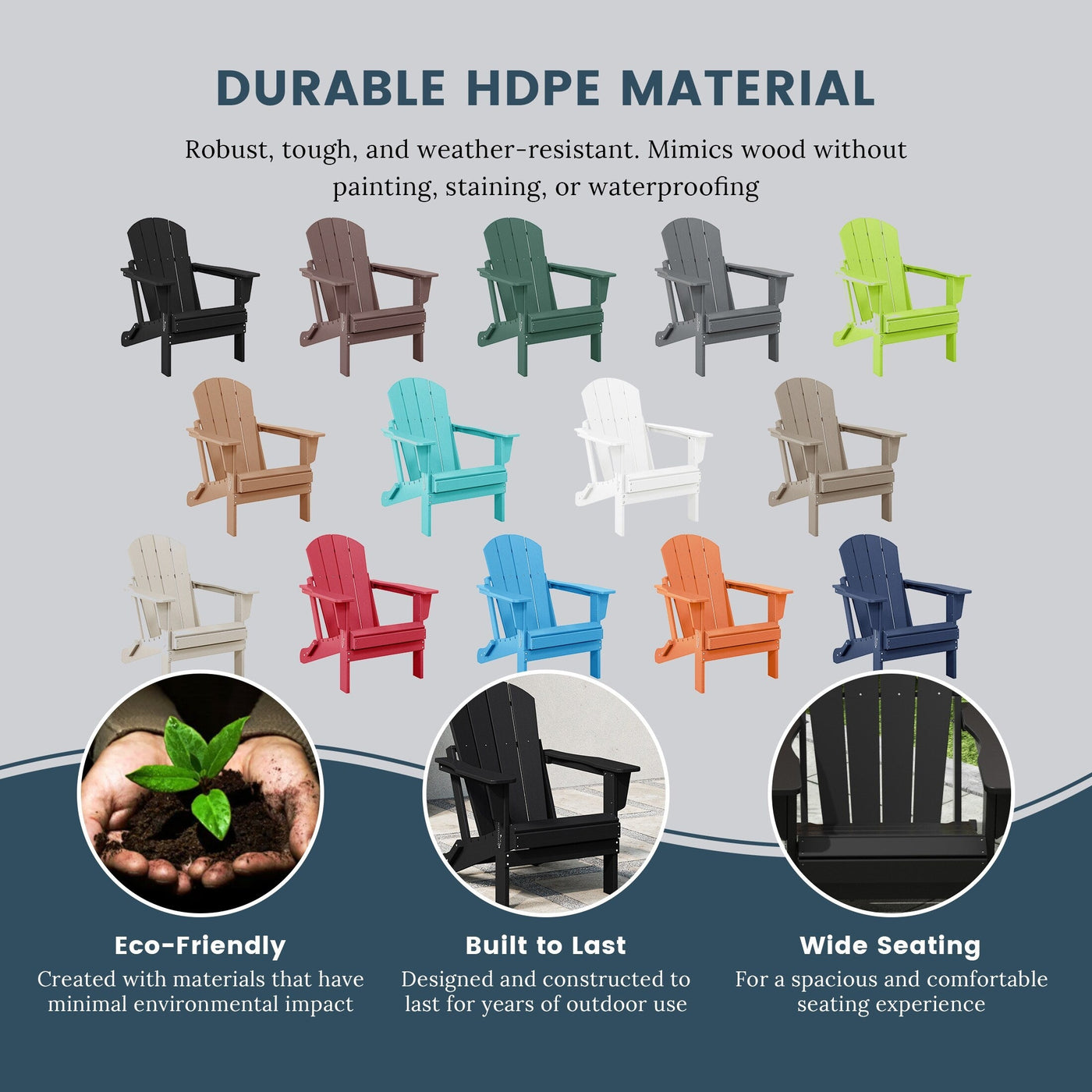 Chaises pliantes Adirondack Polytrends Laguna résistantes aux intempéries (lot de 4)