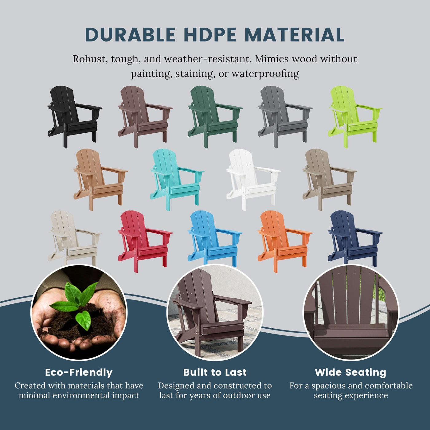 Chaises pliantes Adirondack Polytrends Laguna résistantes aux intempéries (lot de 4)