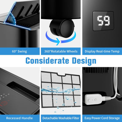 Climatiseur portatif avec chauffage – 12 000 BTU de refroidissement et 10 000 BTU de chauffage pour pièces jusqu'à 700 pi²