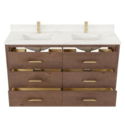 Meuble-lavabo Porto avec dessus en quartz blanc sans miroir