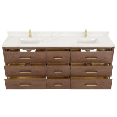 Meuble-lavabo Porto avec dessus en quartz blanc sans miroir