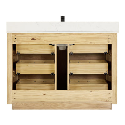 Meuble-lavabo Porto avec dessus en quartz blanc sans miroir