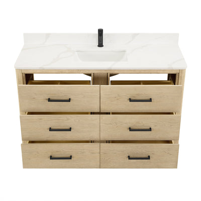 Meuble-lavabo Porto avec dessus en quartz blanc sans miroir