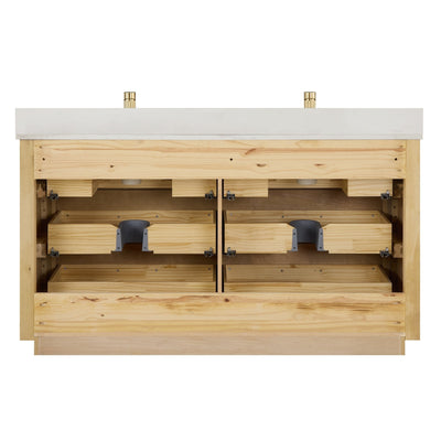 Meuble-lavabo Porto avec dessus en quartz blanc sans miroir