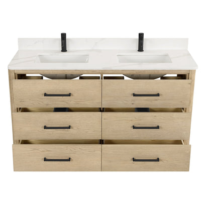 Meuble-lavabo Porto avec dessus en quartz blanc sans miroir