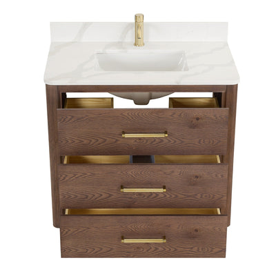 Meuble-lavabo Porto avec dessus en quartz blanc sans miroir