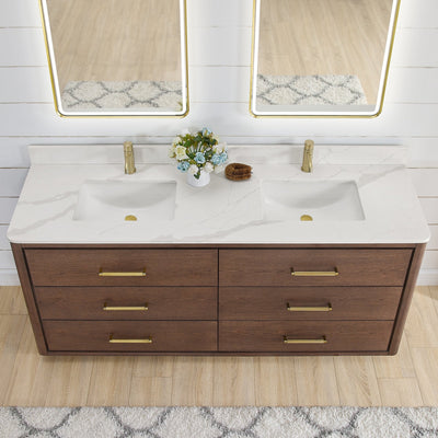 Meuble-lavabo Porto avec dessus en quartz blanc sans miroir