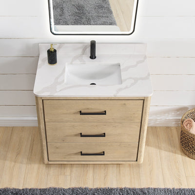 Meuble-lavabo Porto avec dessus en quartz blanc sans miroir