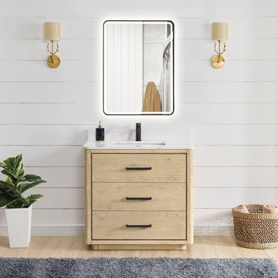 Meuble-lavabo Porto avec dessus en quartz blanc sans miroir