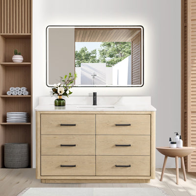 Meuble-lavabo Porto avec dessus en quartz blanc sans miroir