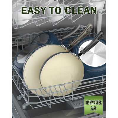 Ensemble de casseroles et poêles antiadhésives, batterie de cuisine en céramique 10 pièces, ensemble de cuisson antiadhésif avec casseroles