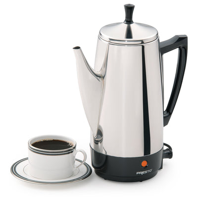 Cafetière Presto en acier inoxydable, percolateur robuste 12 tasses, argent - 2,79