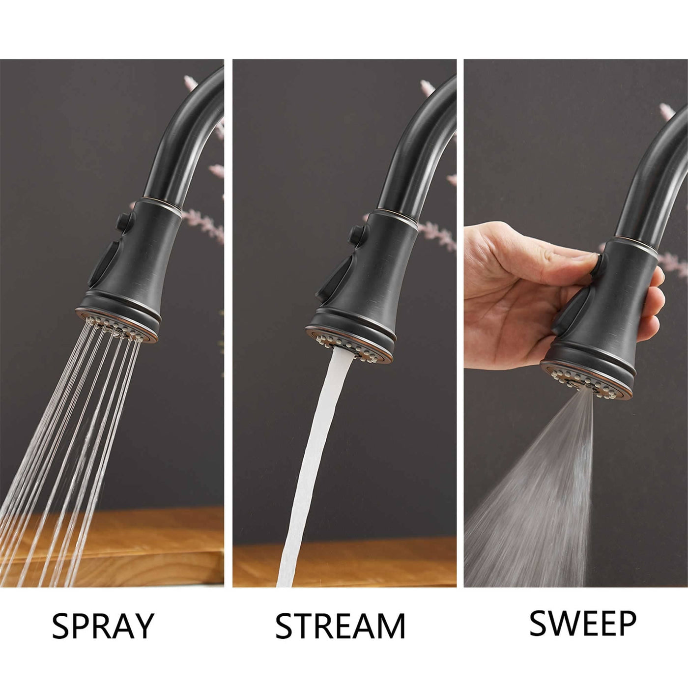 Robinet de cuisine à tirette, poignée unique, robinet d'évier de cuisine moderne à un trou avec douchette extractible, robinet de lavabo avec plaque de pont