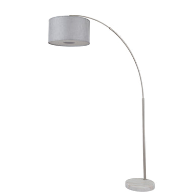Lampadaire arqué réglable en acier Q-Max 81 avec abat-jour extra large et base en marbre