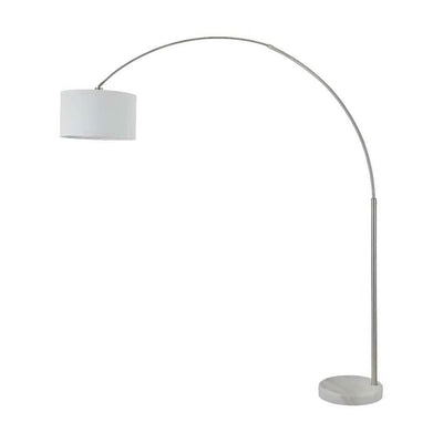 Lampadaire arqué réglable en acier Q-Max 81 avec abat-jour extra large et base en marbre