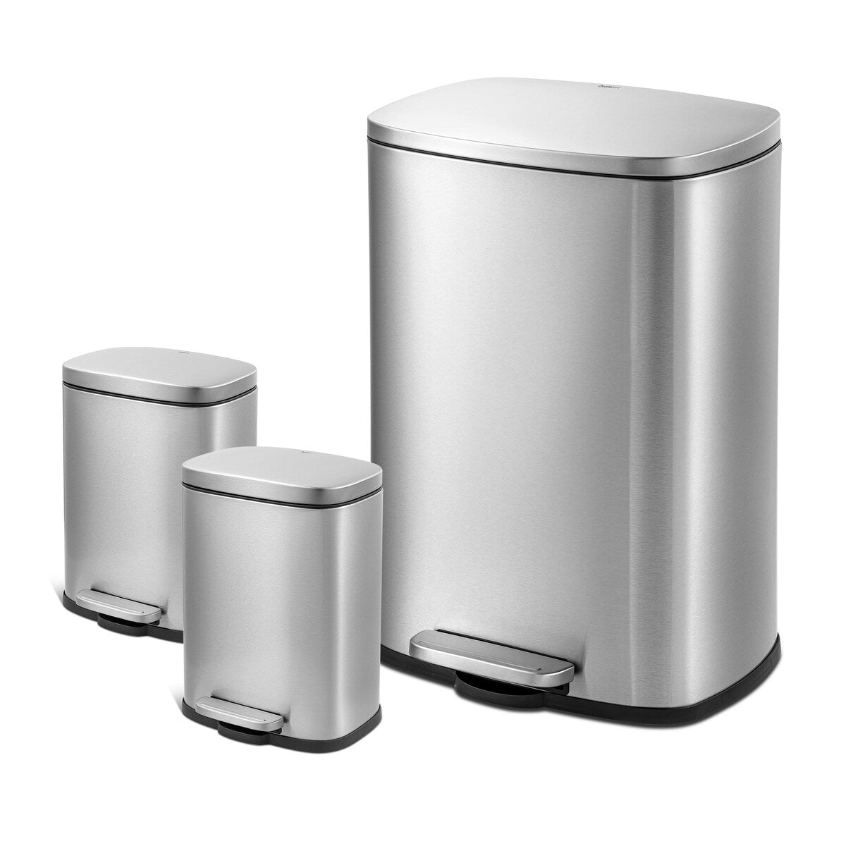 Poubelles Qualiazero 13,2 GAL plus deux poubelles rectangulaires à pédale 1,3 GAL - Combo familial