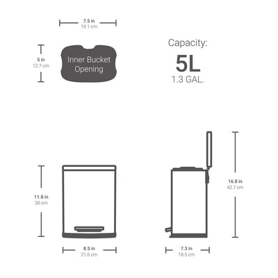 Poubelles Qualiazero 13,2 GAL plus deux poubelles rectangulaires à pédale 1,3 GAL - Combo familial