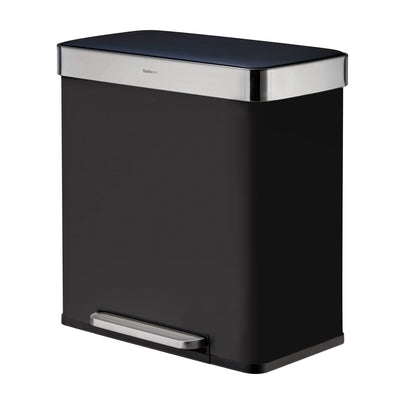 Poubelle de recyclage rectangulaire Qualiazero 16 gal (unité double 8 gal) - Acier inoxydable