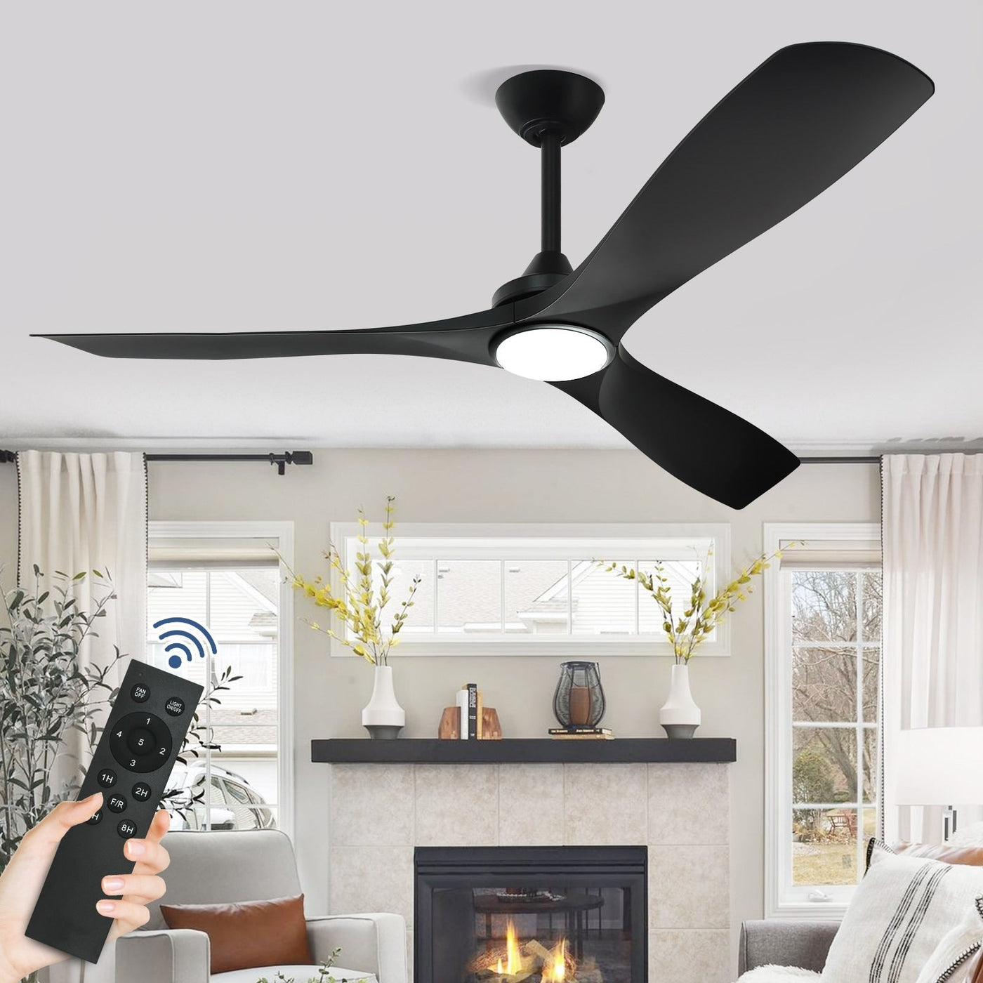 Ventilateur de plafond à distance avec lumières encastrées