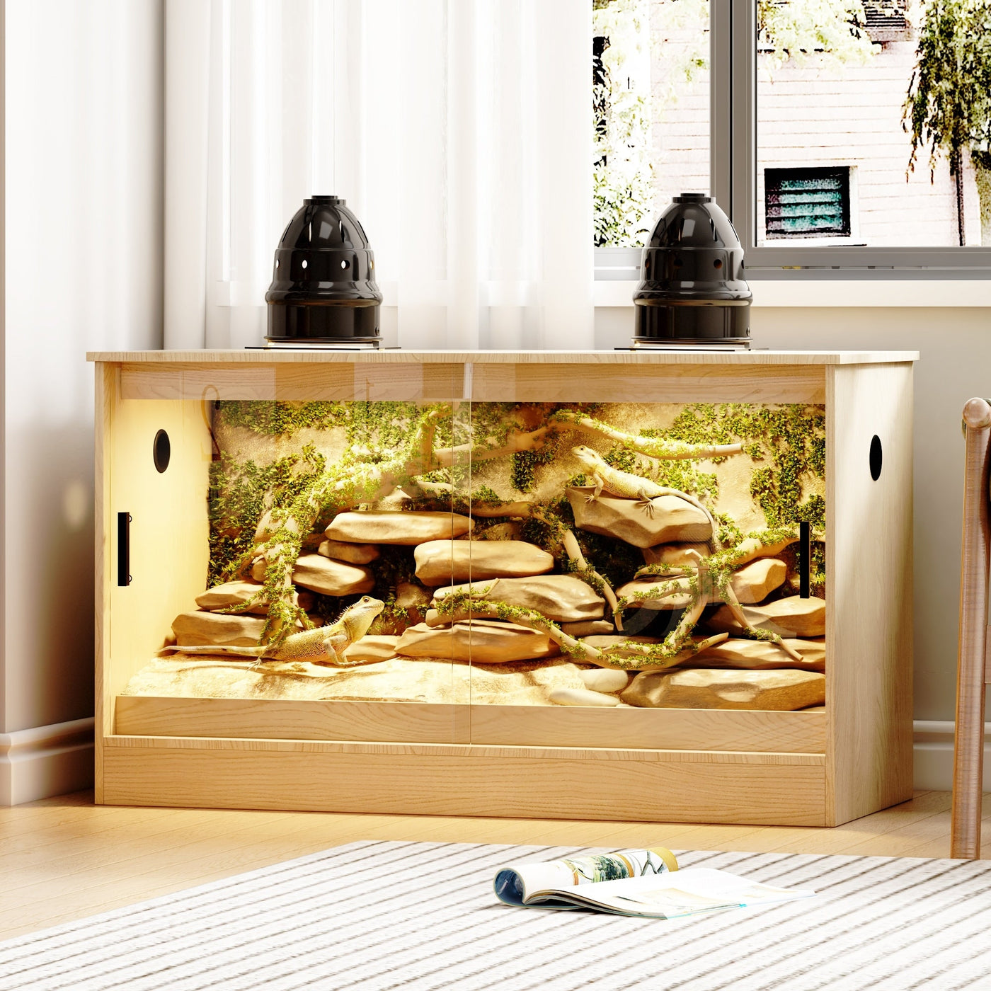 Habitat pour reptiles - Terrarium spacieux pour lézards, serpents et plus - 47,2