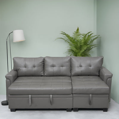 Canapé sectionnel réversible avec lit gigogne, méridienne avec rangement dissimulé, pieds durables,