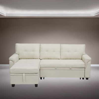 Canapé sectionnel réversible avec lit gigogne, méridienne avec rangement dissimulé, pieds durables,