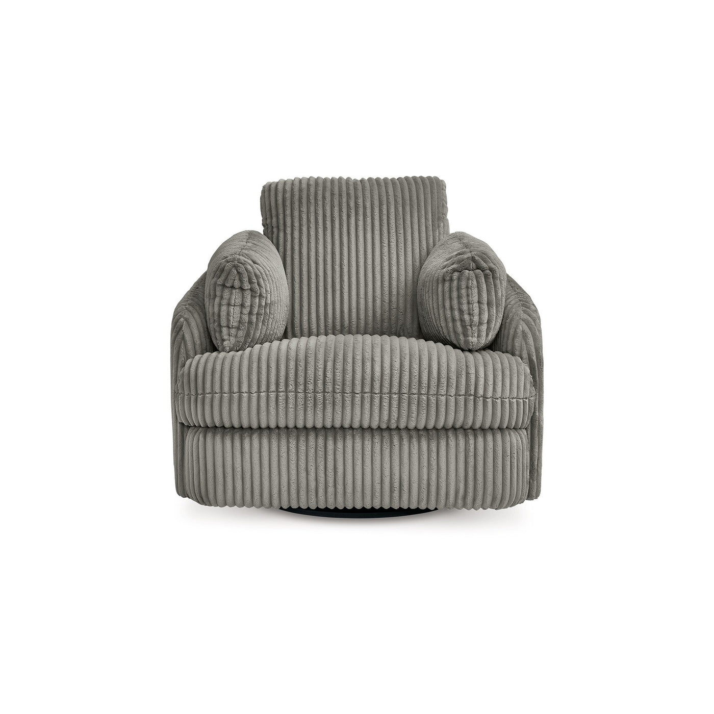 Fauteuil inclinable manuel pivotant Rikki, velours côtelé gris, 2 coussins