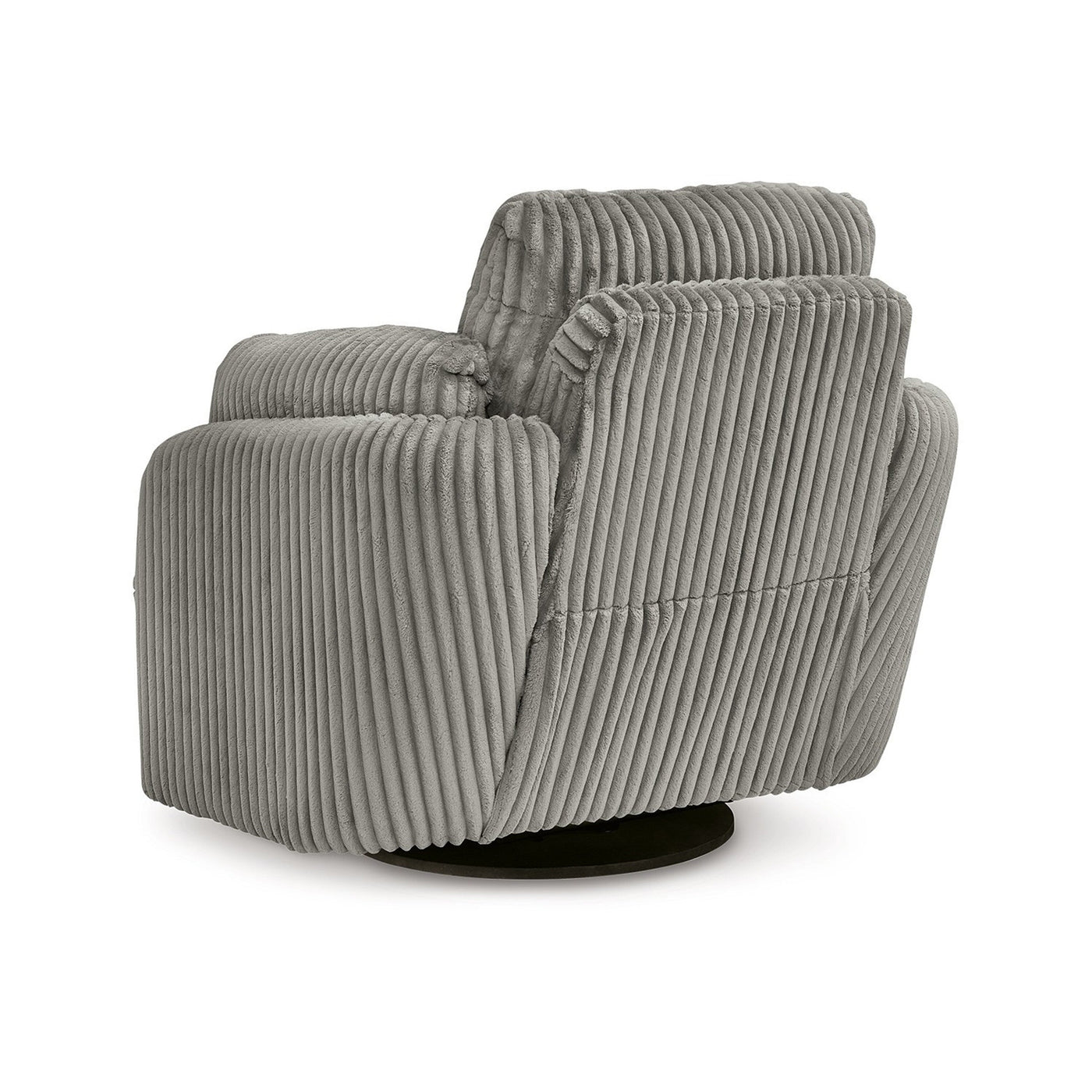 Fauteuil inclinable manuel pivotant Rikki, velours côtelé gris, 2 coussins