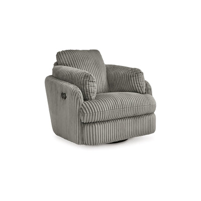 Fauteuil inclinable manuel pivotant Rikki, velours côtelé gris, 2 coussins