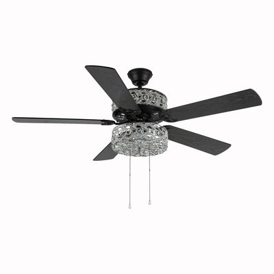 Ventilateur de plafond à DEL River of Goods Olivia, finition bronze huilé/cristal, 52 pouces - 52L x 52W x 18.25H - 52L x 52W x 18.25H