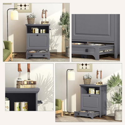 Station d'alimentation pour chiens Roomfitters avec 2 gamelles surélevées et armoire d'alimentation inclinable pour animaux de compagnie