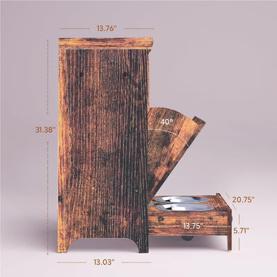 Station d'alimentation pour chiens Roomfitters avec 2 gamelles surélevées et armoire d'alimentation inclinable pour animaux de compagnie