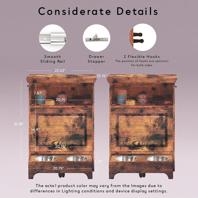 Station d'alimentation pour chiens Roomfitters avec 2 gamelles surélevées et armoire d'alimentation inclinable pour animaux de compagnie