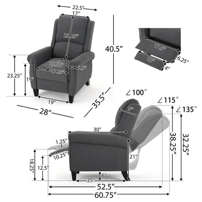 Fauteuil inclinable en cuir PU ultra-confortable Roomfitters, fauteuil inclinable luxueux pour salon ou chambre à coucher