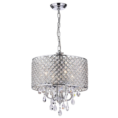 Lustre tambour à perles rondes avec cristaux suspendus