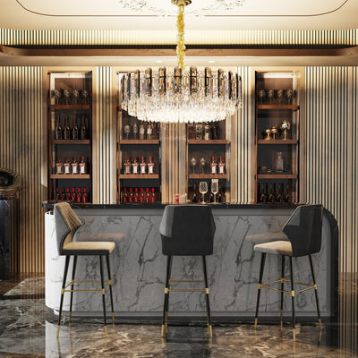 Lustre de plafond rond en cristal brillant avec éclairage à 3 couleurs