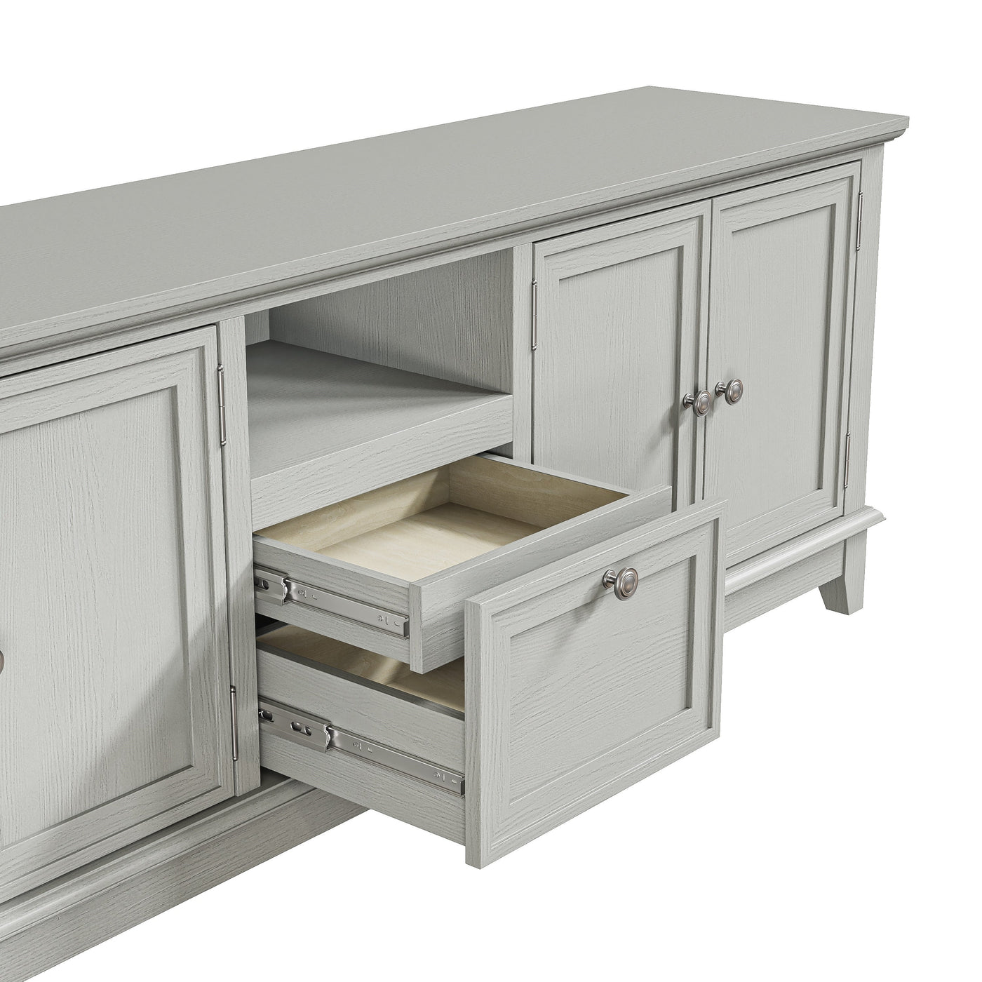 Meuble TV rustique de 72 pouces avec étagères réglables et rangement dissimulé - 72 pouces de largeur