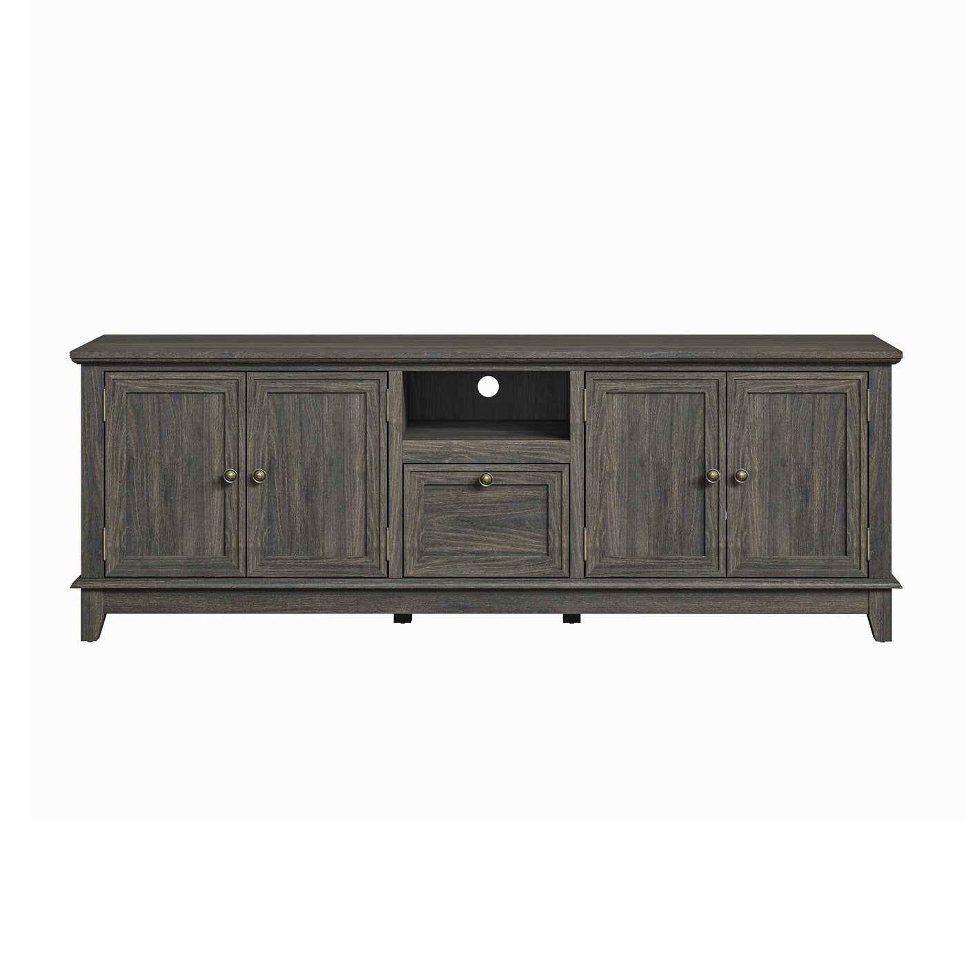 Meuble TV rustique de 72 pouces avec étagères réglables et rangement dissimulé - 72 pouces de largeur