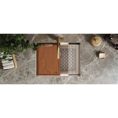 Évier de buanderie sous plan Ruvati epiRock Workstation 25 pouces, blanc chaud - RVG2321WB