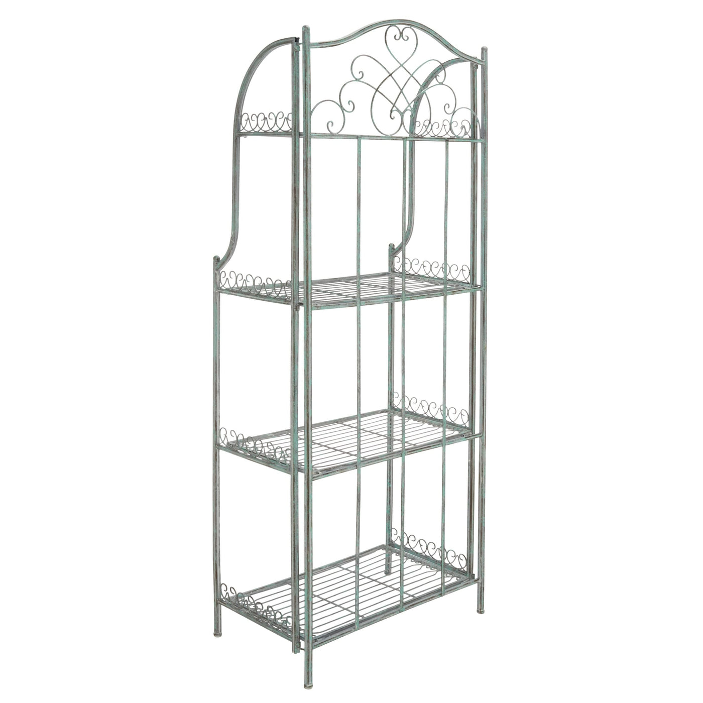 Étagère de boulangerie d'extérieur à 4 niveaux en fer forgé victorien SAFAVIEH Bryn - 25 po L x 15 po P x 63 po H - 25L x 15P x 63H