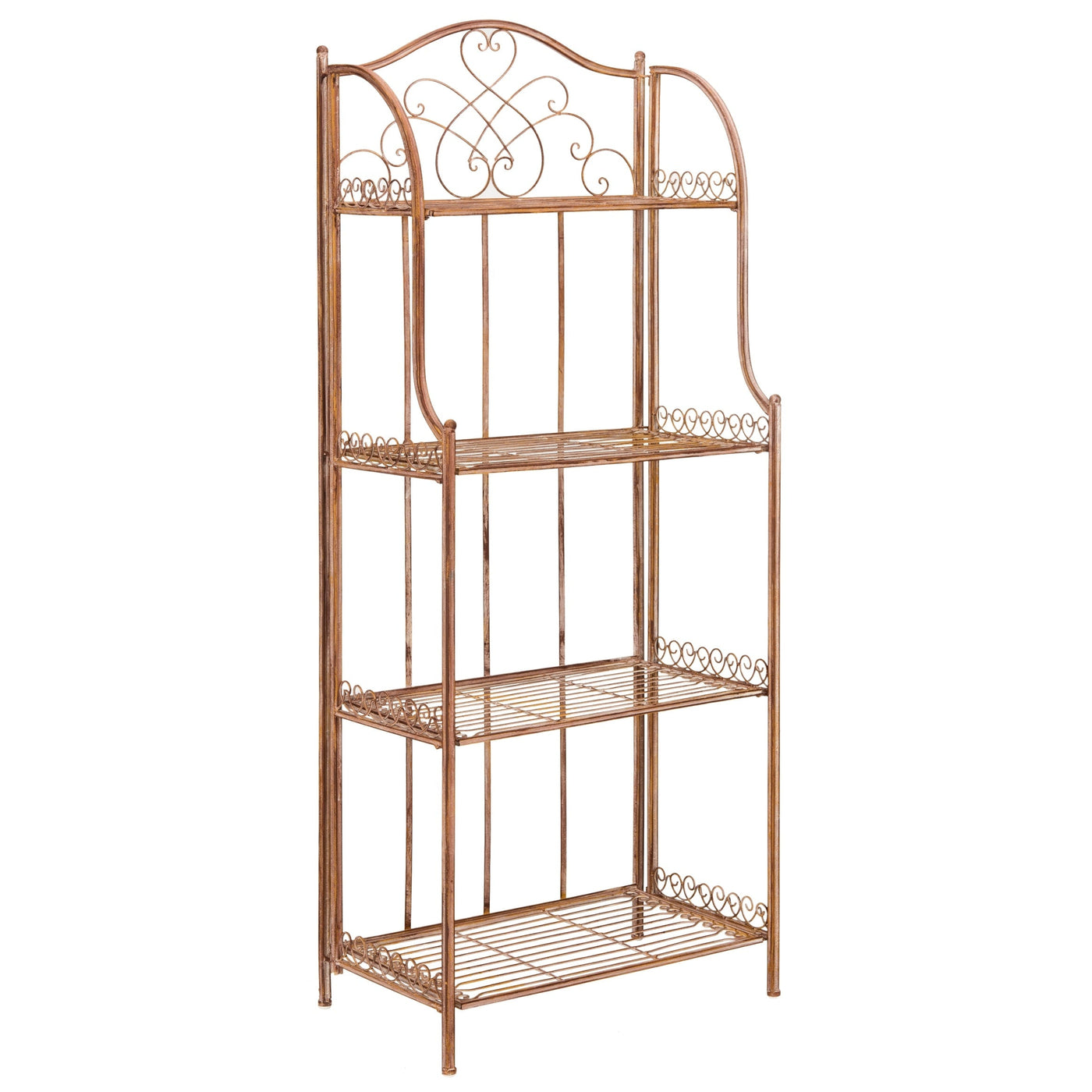 Étagère de boulangerie d'extérieur à 4 niveaux en fer forgé victorien SAFAVIEH Bryn - 25 po L x 15 po P x 63 po H - 25L x 15P x 63H