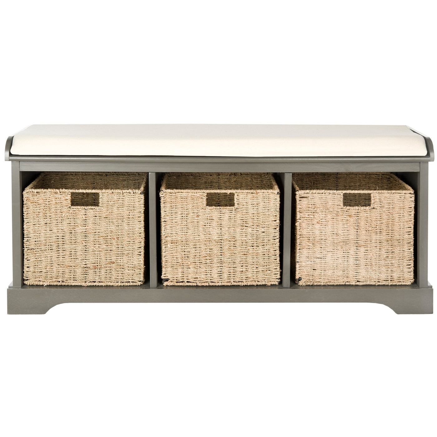 Banc de rangement SAFAVIEH Eola gris/blanc - 47 x 16,1 x 19,9 - 47 L x 16 P x 20 H