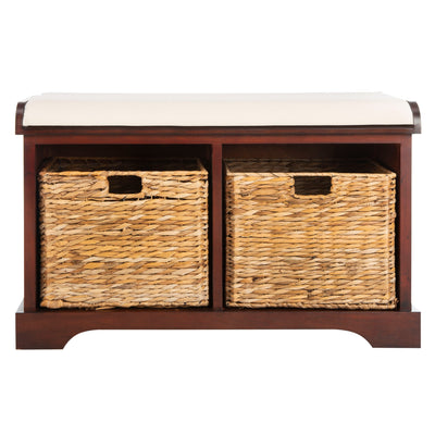Banc de rangement tressé marron Euphemia de SAFAVIEH - 33,5 x 16,1 x 19,9 - 34 L x 16 P x 20 H